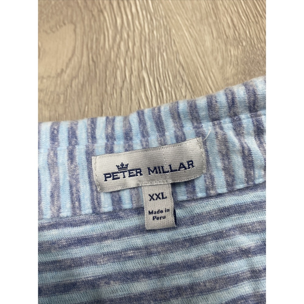 Peter Millar Golf Polo Shirt Men's Sz XXL Striped Blue‎ Summer Casual Clarify